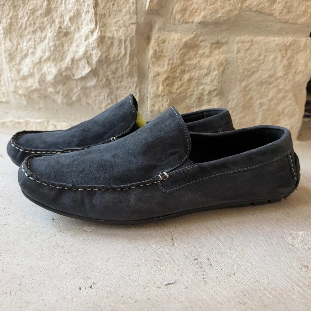 Joseph‎ Abboud Mens Navy Blue Suede Driving Slip On Loafers Square Toe Size 12